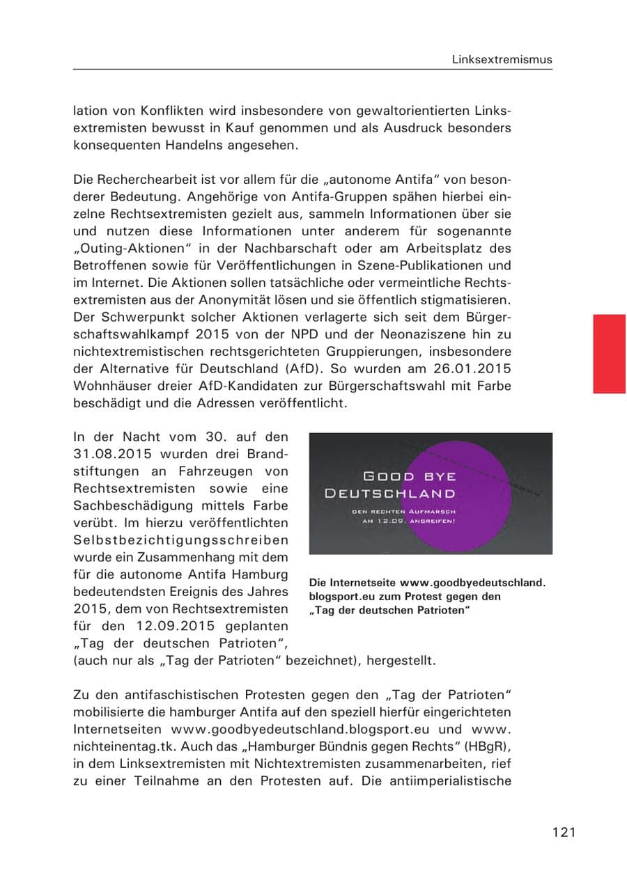 Seite 122 des Verfassungsschutzbericht 2015 Hamburg