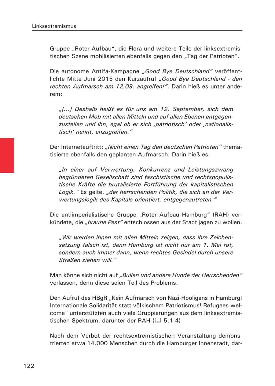 Seite 123 des Verfassungsschutzbericht 2015 Hamburg