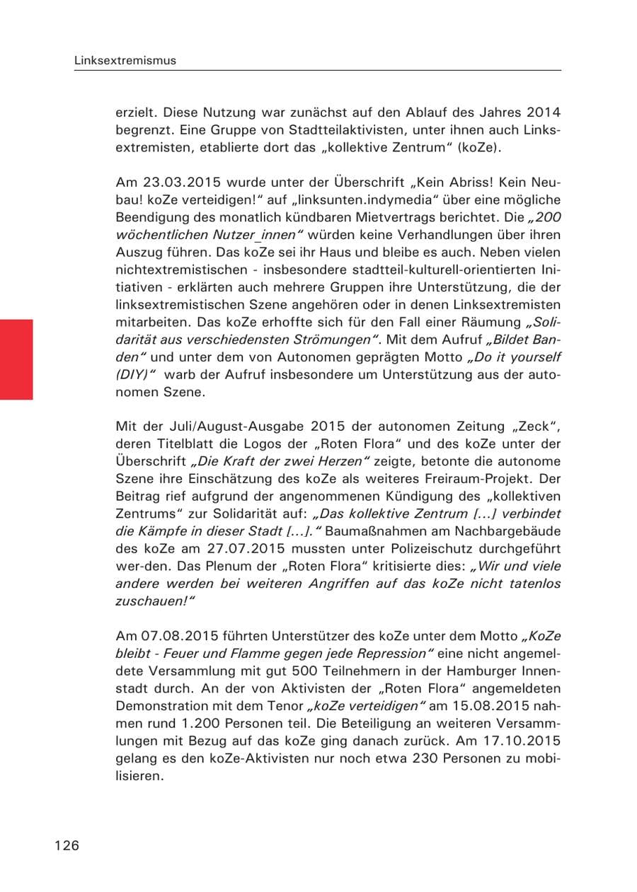 Seite 127 des Verfassungsschutzbericht 2015 Hamburg