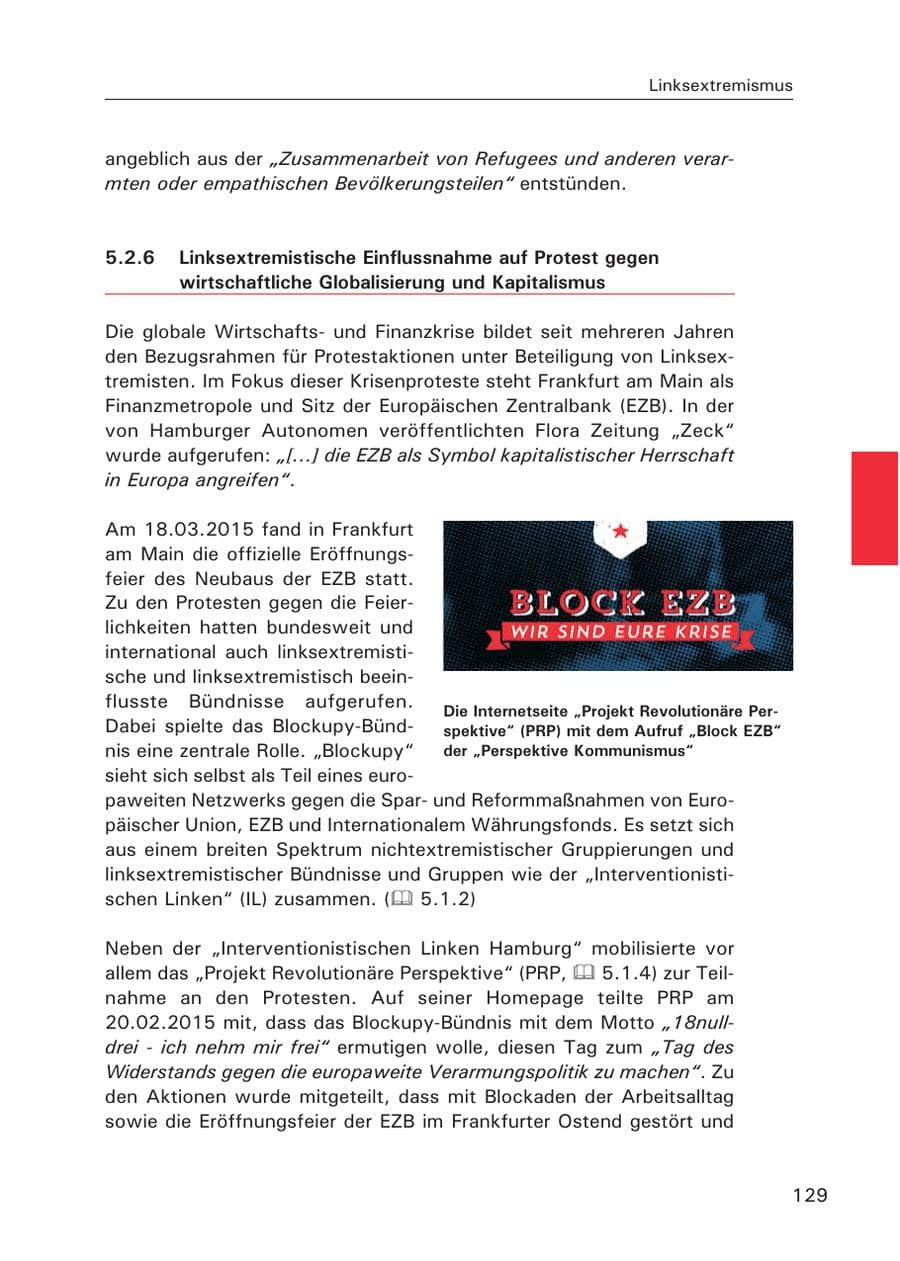 Seite 130 des Verfassungsschutzbericht 2015 Hamburg