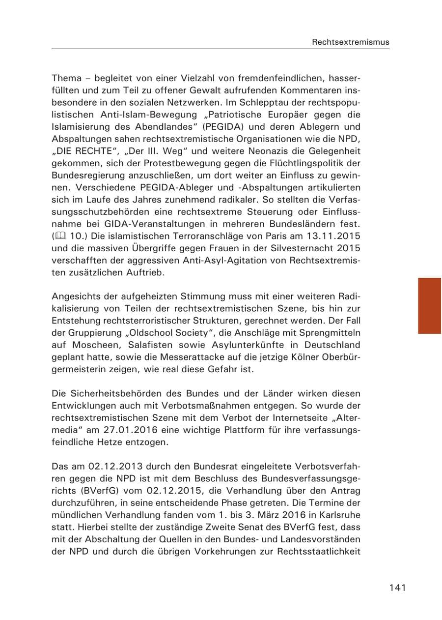 Seite 142 des Verfassungsschutzbericht 2015 Hamburg