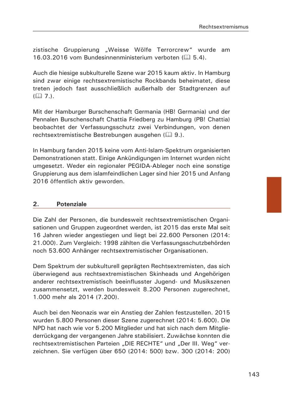 Seite 144 des Verfassungsschutzbericht 2015 Hamburg