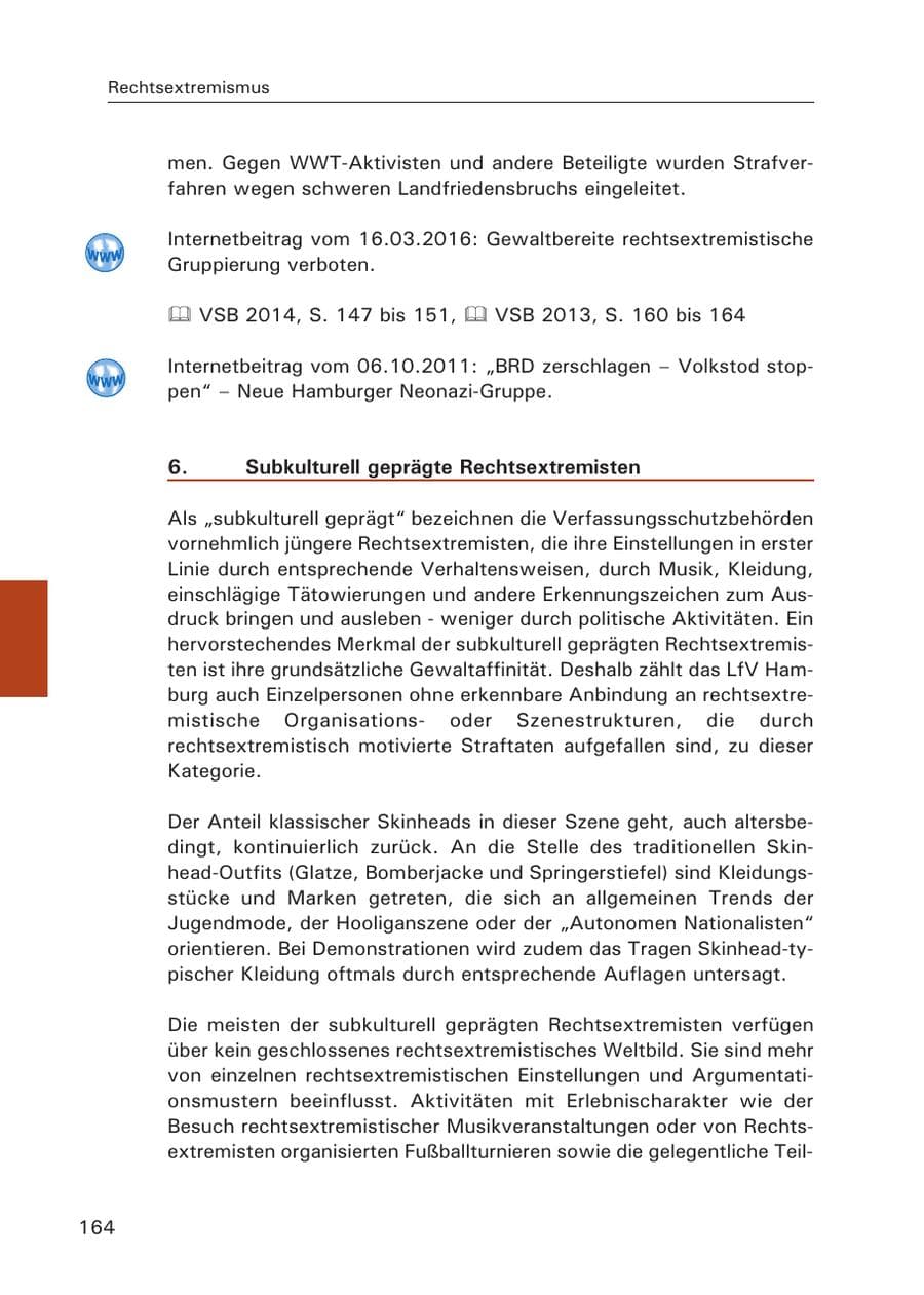 Seite 165 des Verfassungsschutzbericht 2015 Hamburg
