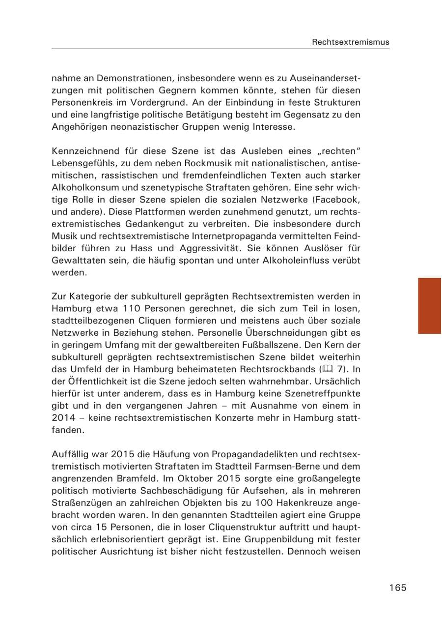 Seite 166 des Verfassungsschutzbericht 2015 Hamburg