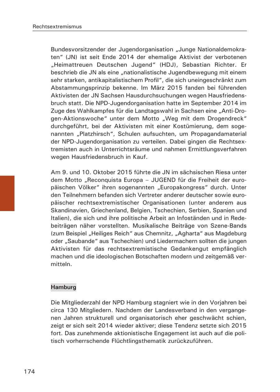 Seite 175 des Verfassungsschutzbericht 2015 Hamburg