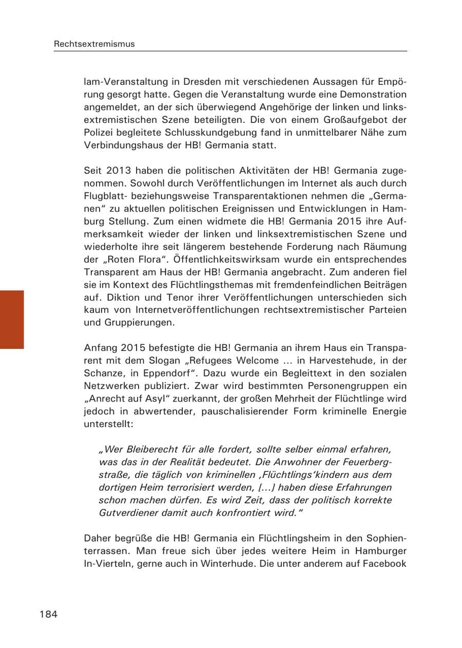 Seite 185 des Verfassungsschutzbericht 2015 Hamburg