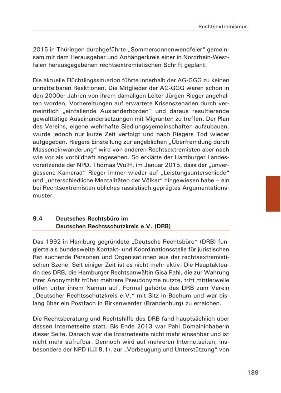 Seite 190 des Verfassungsschutzbericht 2015 Hamburg