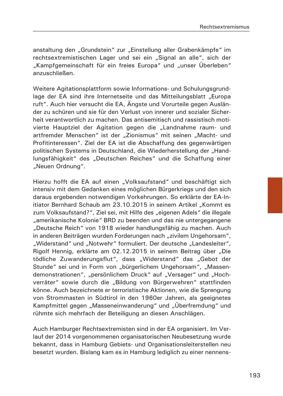 Seite 194 des Verfassungsschutzbericht 2015 Hamburg
