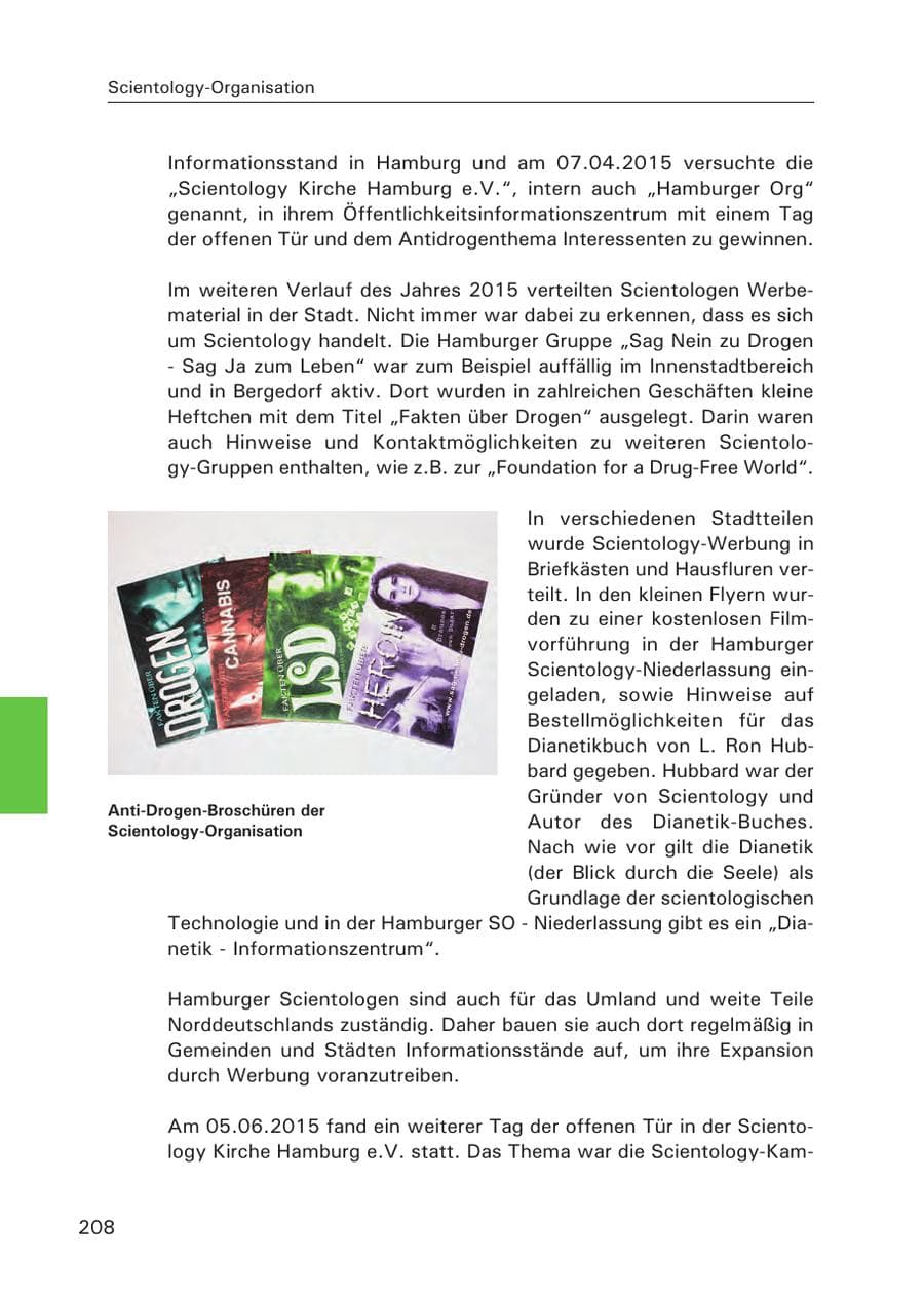 Seite 209 des Verfassungsschutzbericht 2015 Hamburg