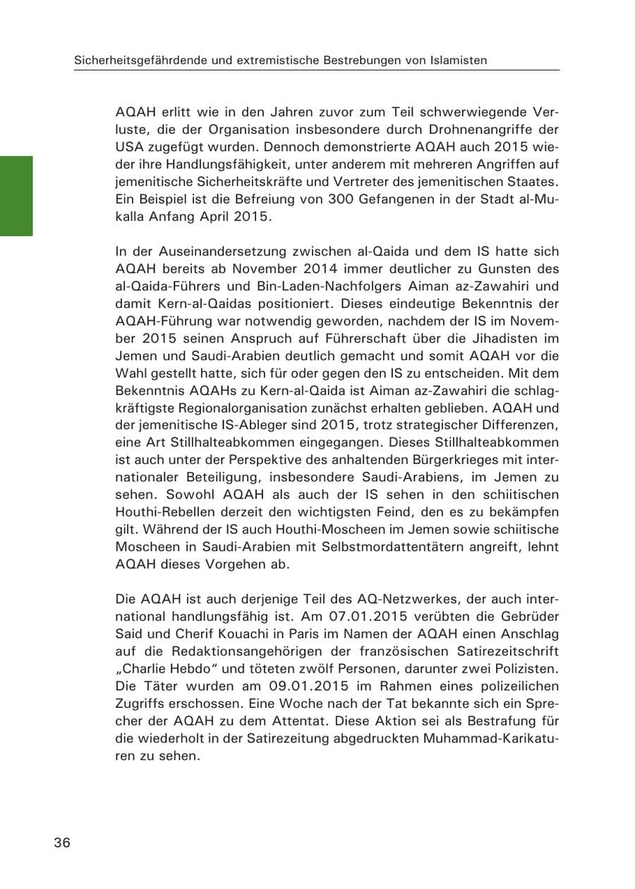 Seite 37 des Verfassungsschutzbericht 2015 Hamburg