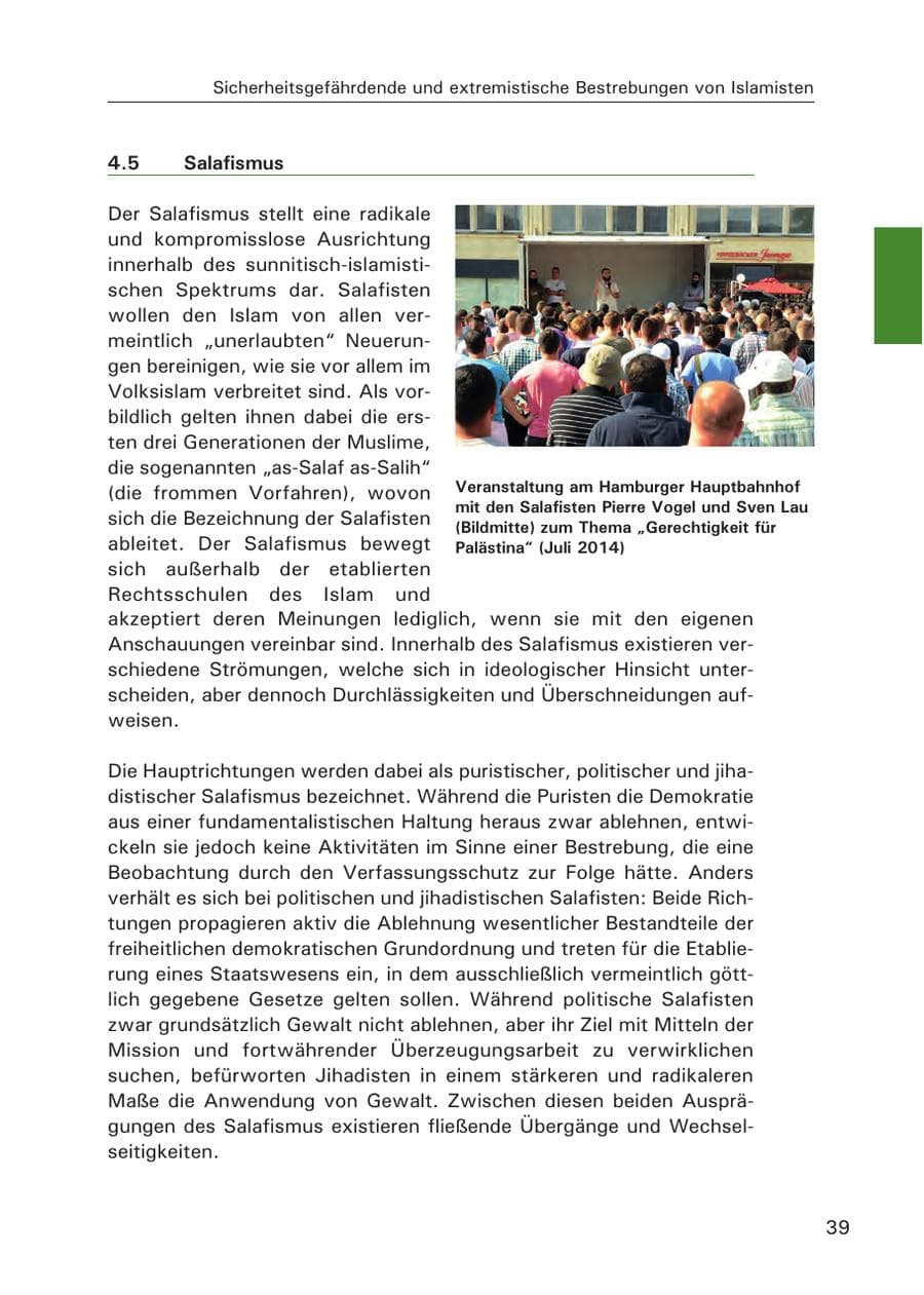 Seite 40 des Verfassungsschutzbericht 2015 Hamburg