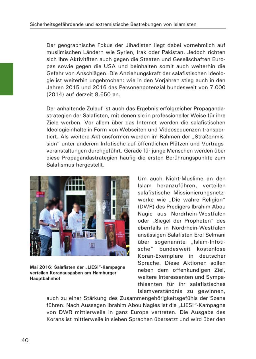 Seite 41 des Verfassungsschutzbericht 2015 Hamburg