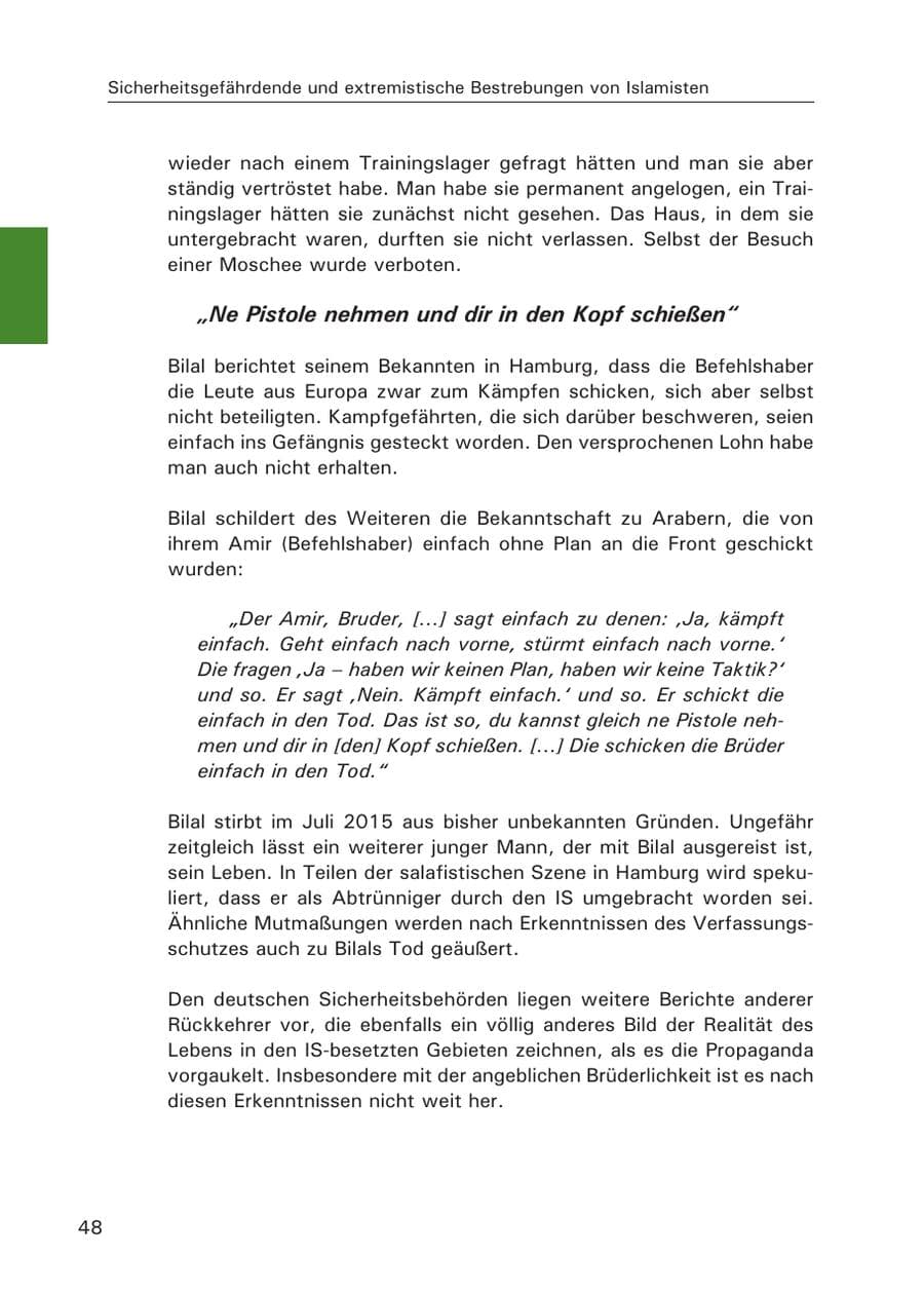 Seite 49 des Verfassungsschutzbericht 2015 Hamburg