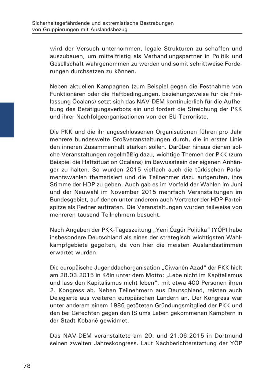 Seite 79 des Verfassungsschutzbericht 2015 Hamburg