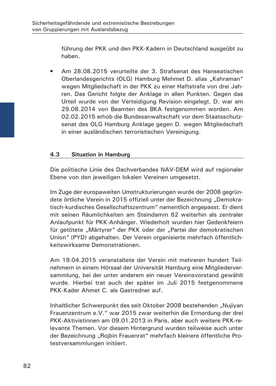 Seite 83 des Verfassungsschutzbericht 2015 Hamburg