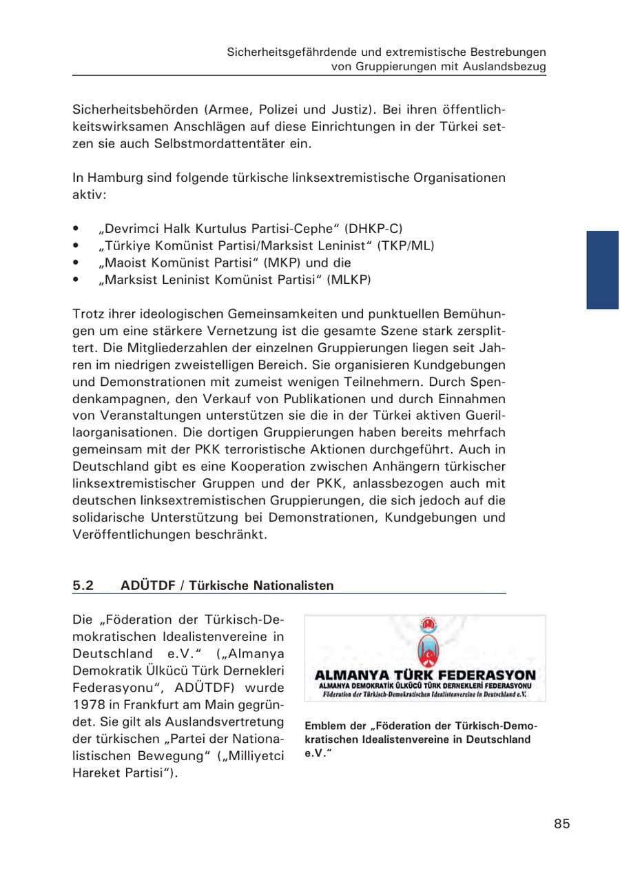 Seite 86 des Verfassungsschutzbericht 2015 Hamburg