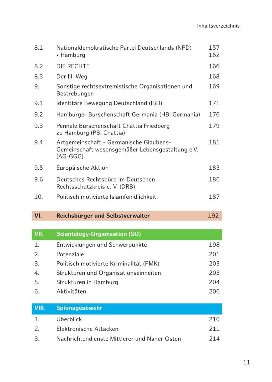 Seite 12 des Verfassungsschutzbericht 2016 Hamburg