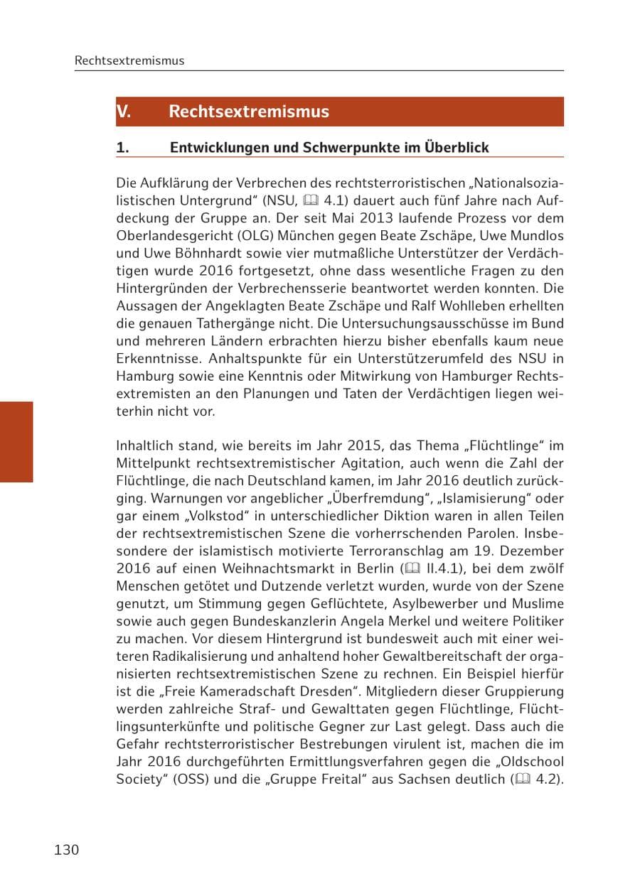 Seite 130 des Verfassungsschutzbericht 2016 Hamburg