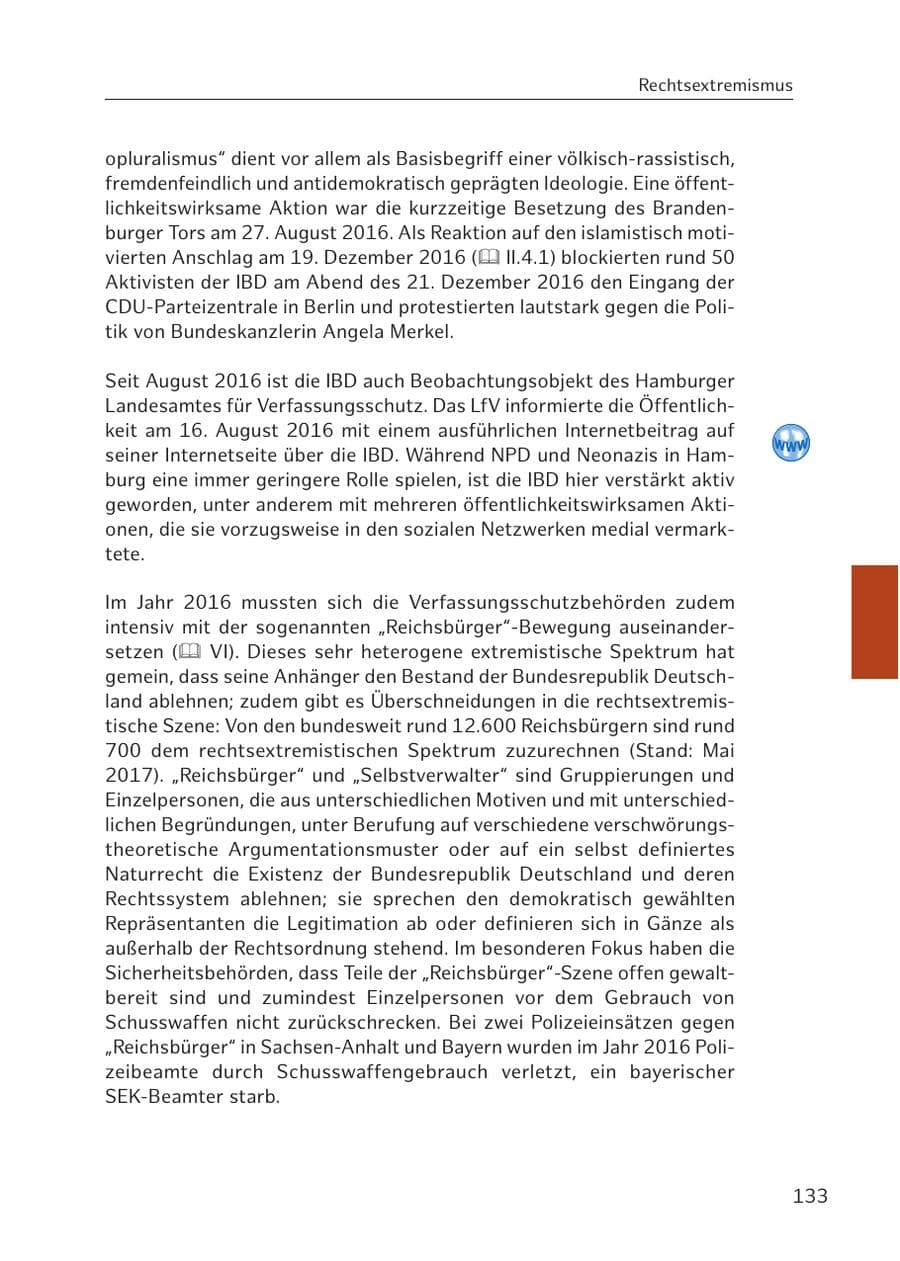 Seite 133 des Verfassungsschutzbericht 2016 Hamburg