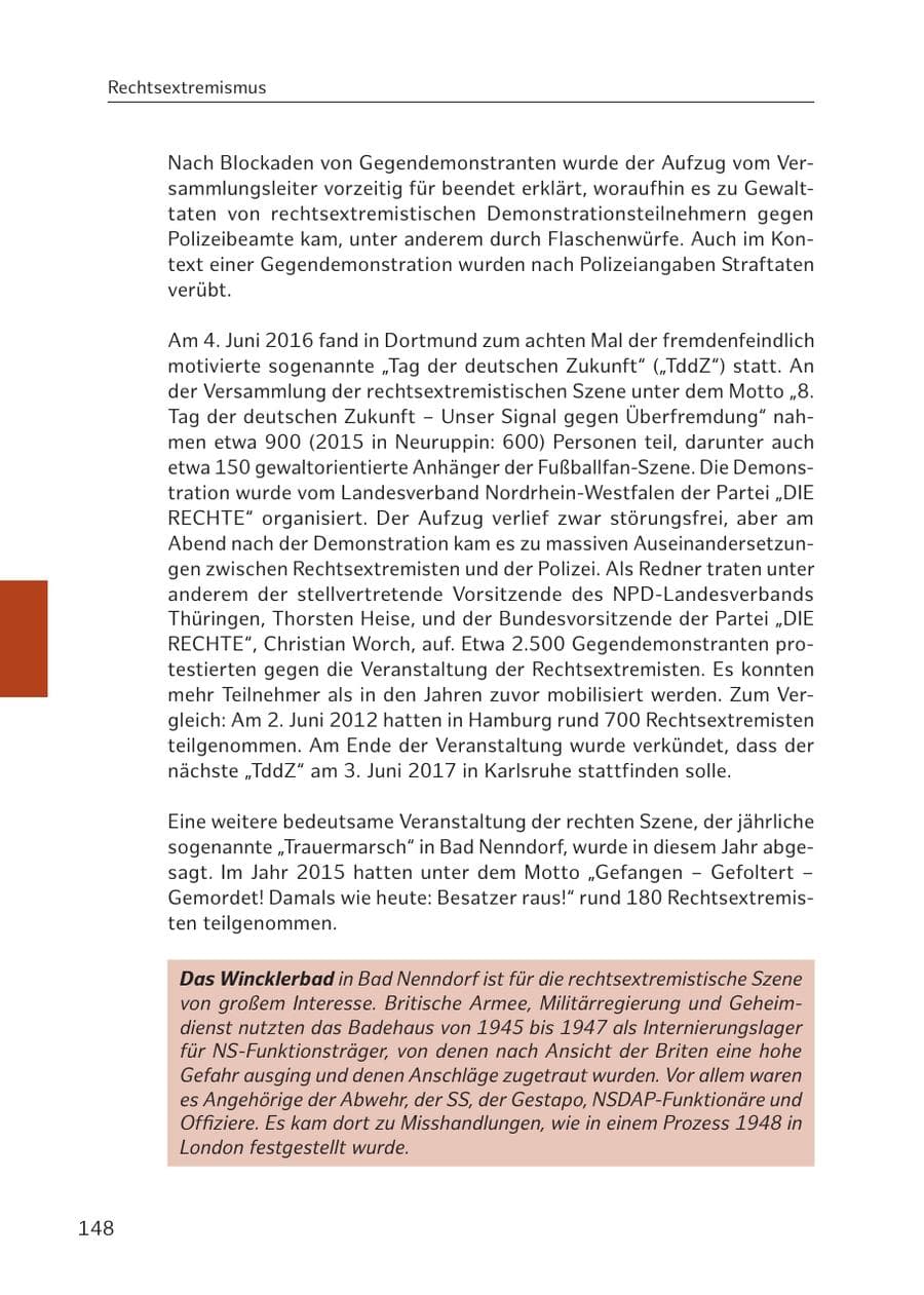 Seite 148 des Verfassungsschutzbericht 2016 Hamburg