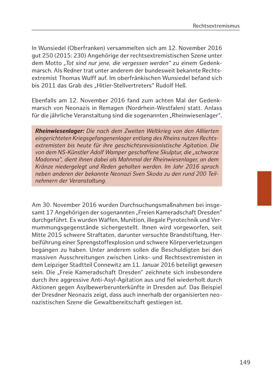 Seite 149 des Verfassungsschutzbericht 2016 Hamburg