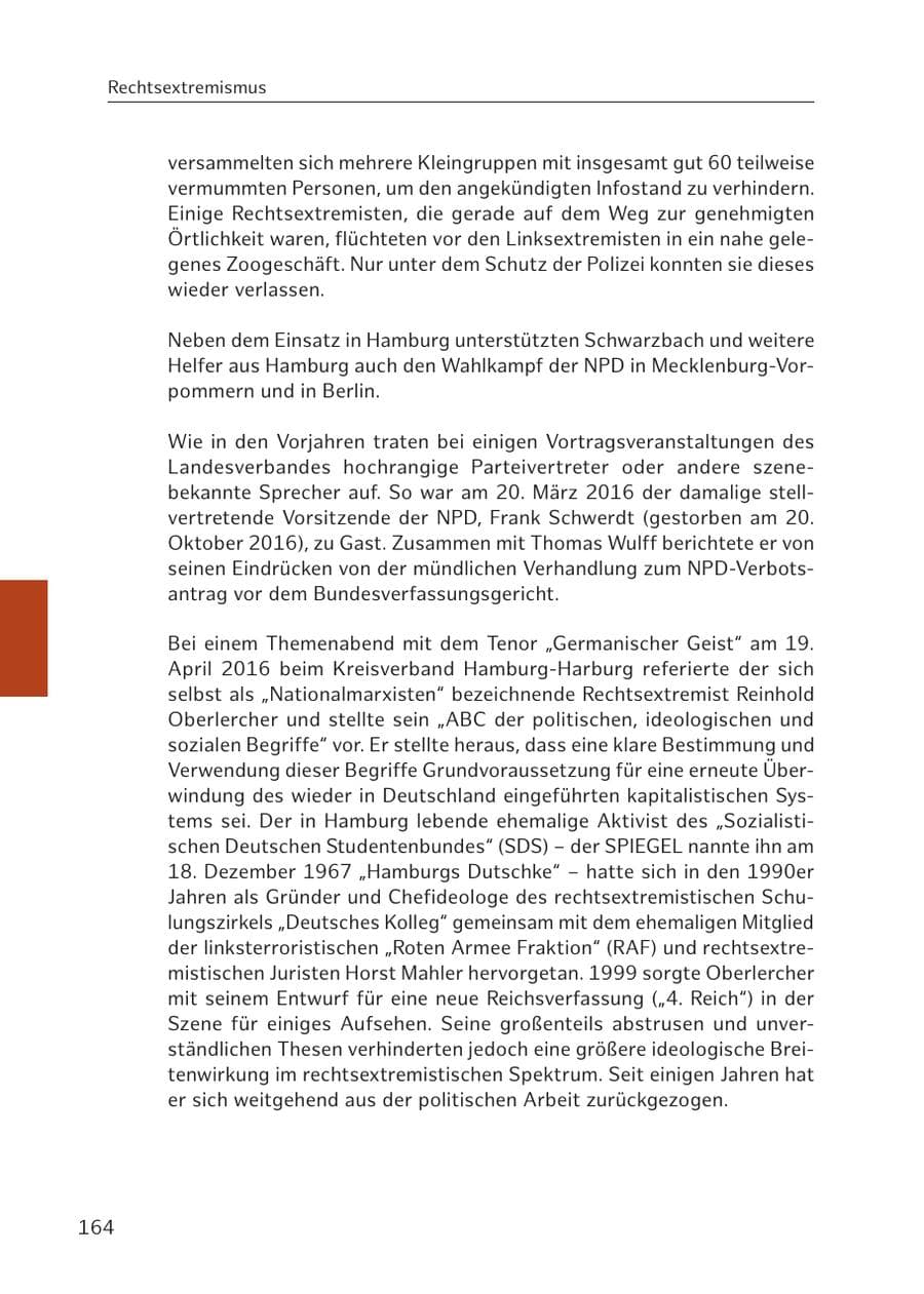Seite 164 des Verfassungsschutzbericht 2016 Hamburg