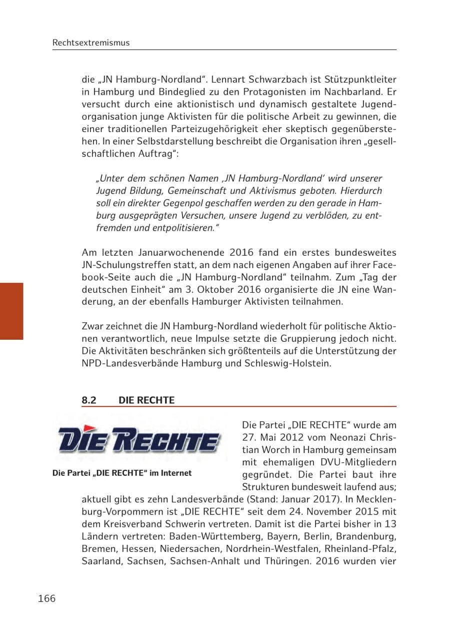 Seite 166 des Verfassungsschutzbericht 2016 Hamburg