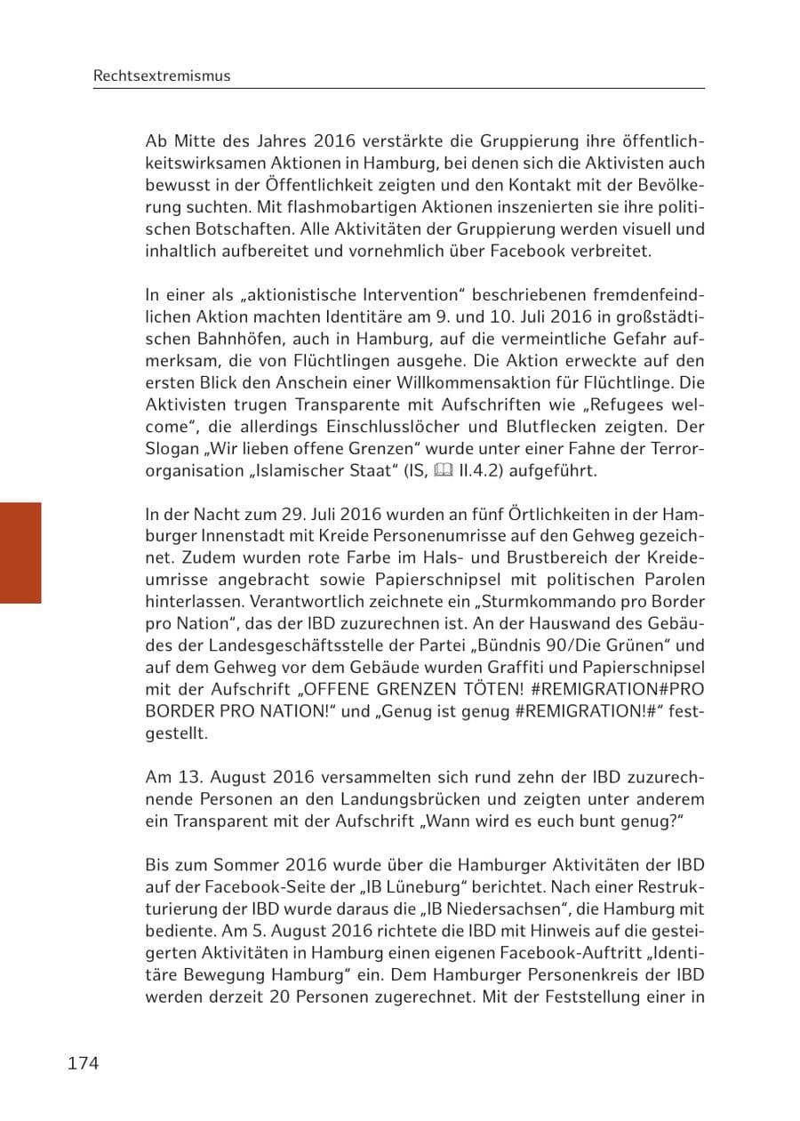 Seite 174 des Verfassungsschutzbericht 2016 Hamburg