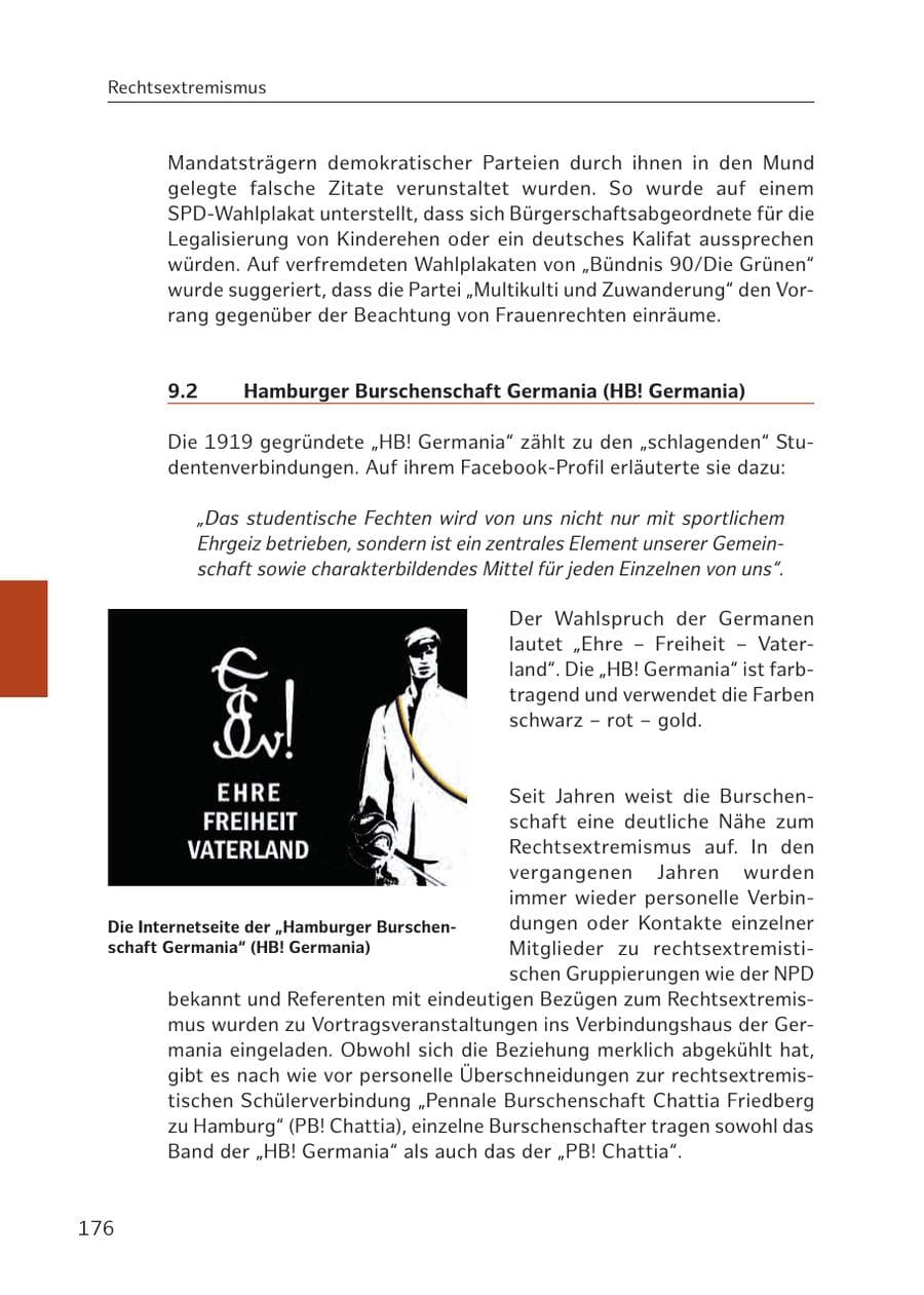 Seite 176 des Verfassungsschutzbericht 2016 Hamburg