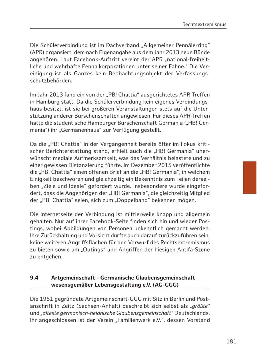 Seite 181 des Verfassungsschutzbericht 2016 Hamburg