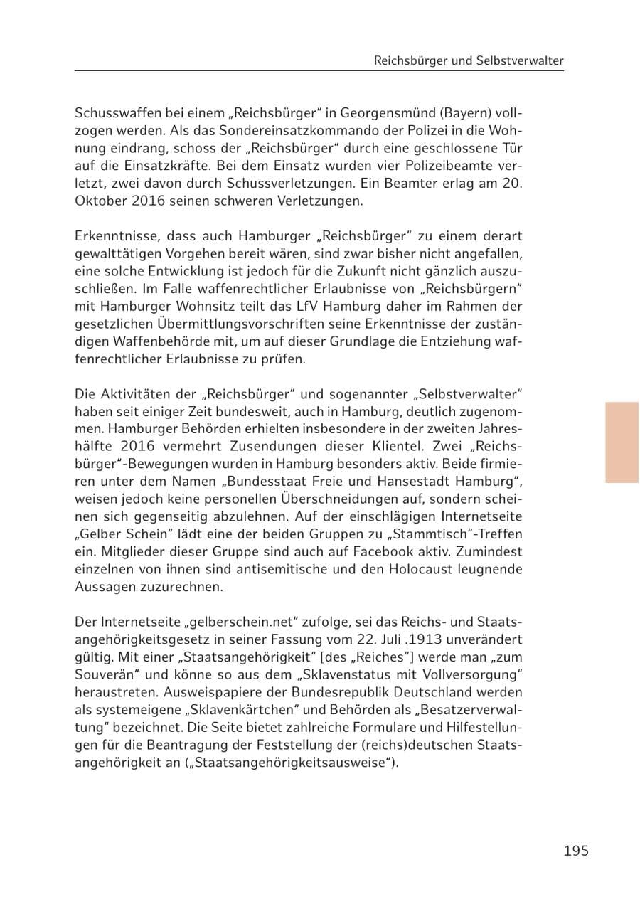 Seite 194 des Verfassungsschutzbericht 2016 Hamburg