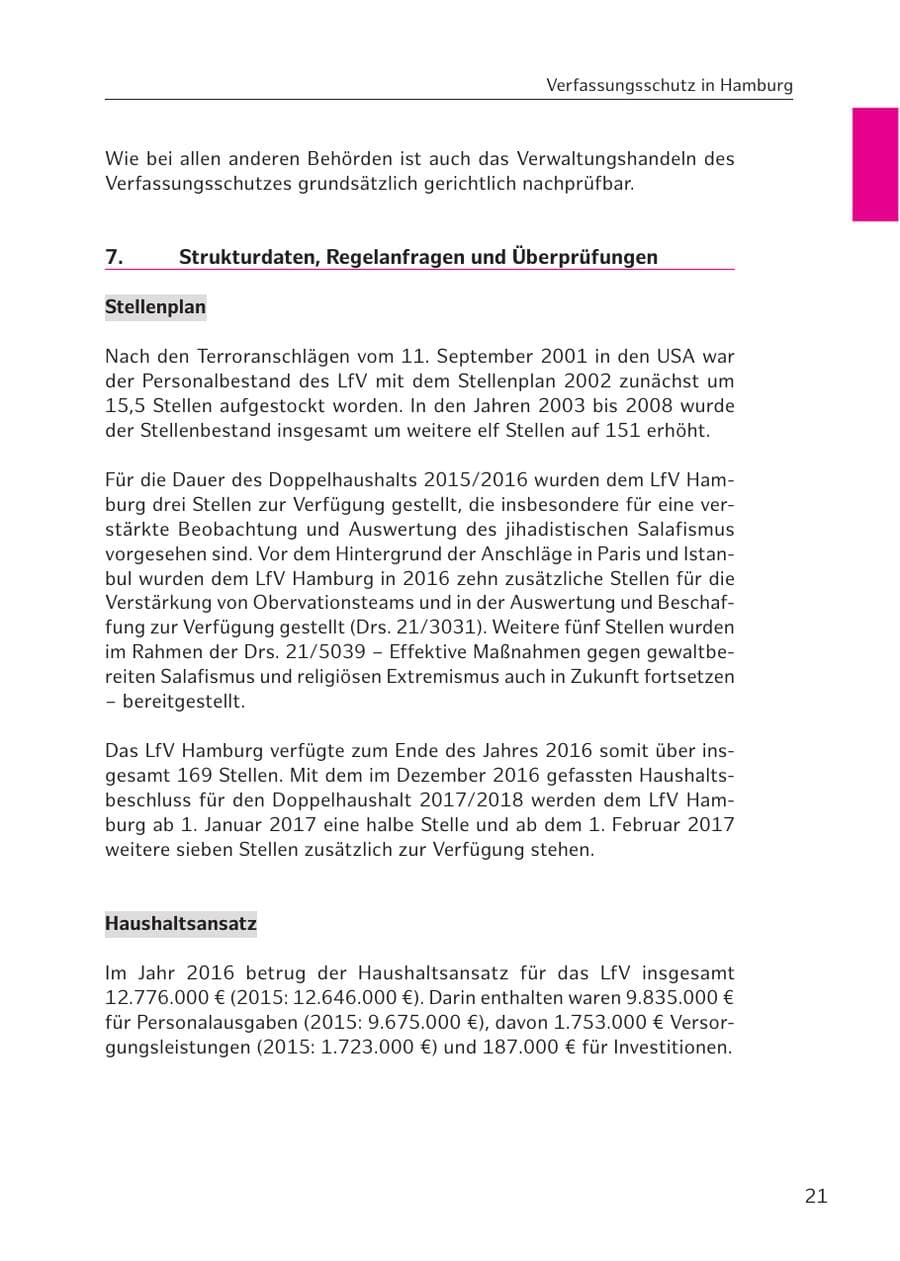 Seite 22 des Verfassungsschutzbericht 2016 Hamburg