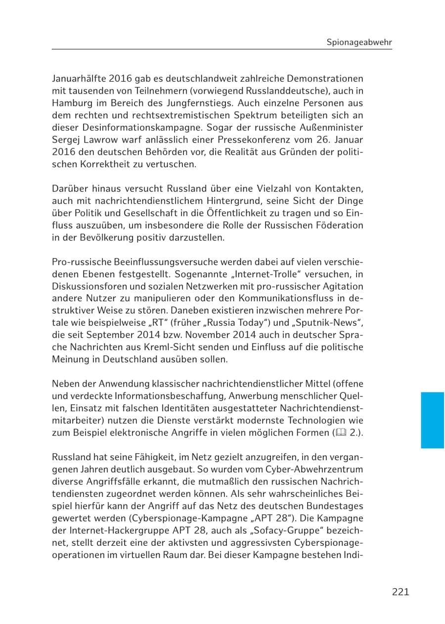 Seite 220 des Verfassungsschutzbericht 2016 Hamburg