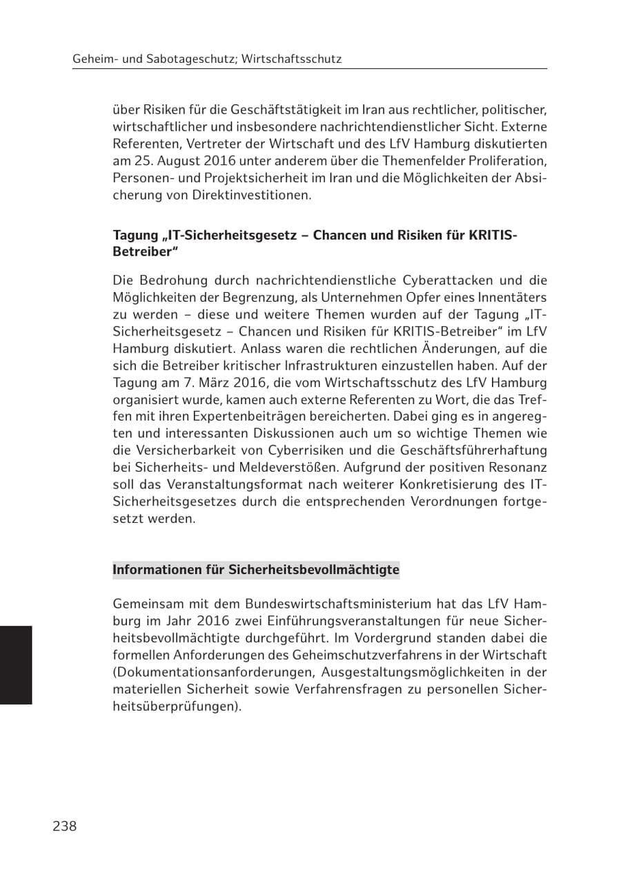Seite 237 des Verfassungsschutzbericht 2016 Hamburg