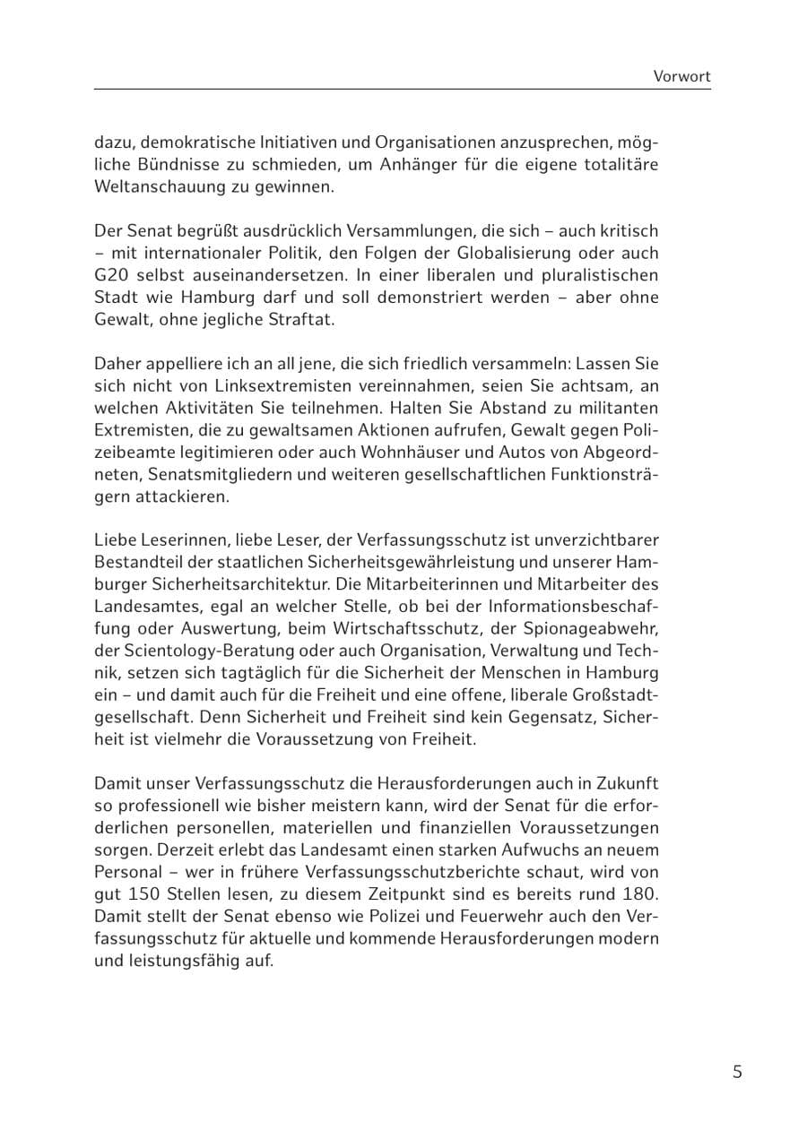 Seite 6 des Verfassungsschutzbericht 2016 Hamburg