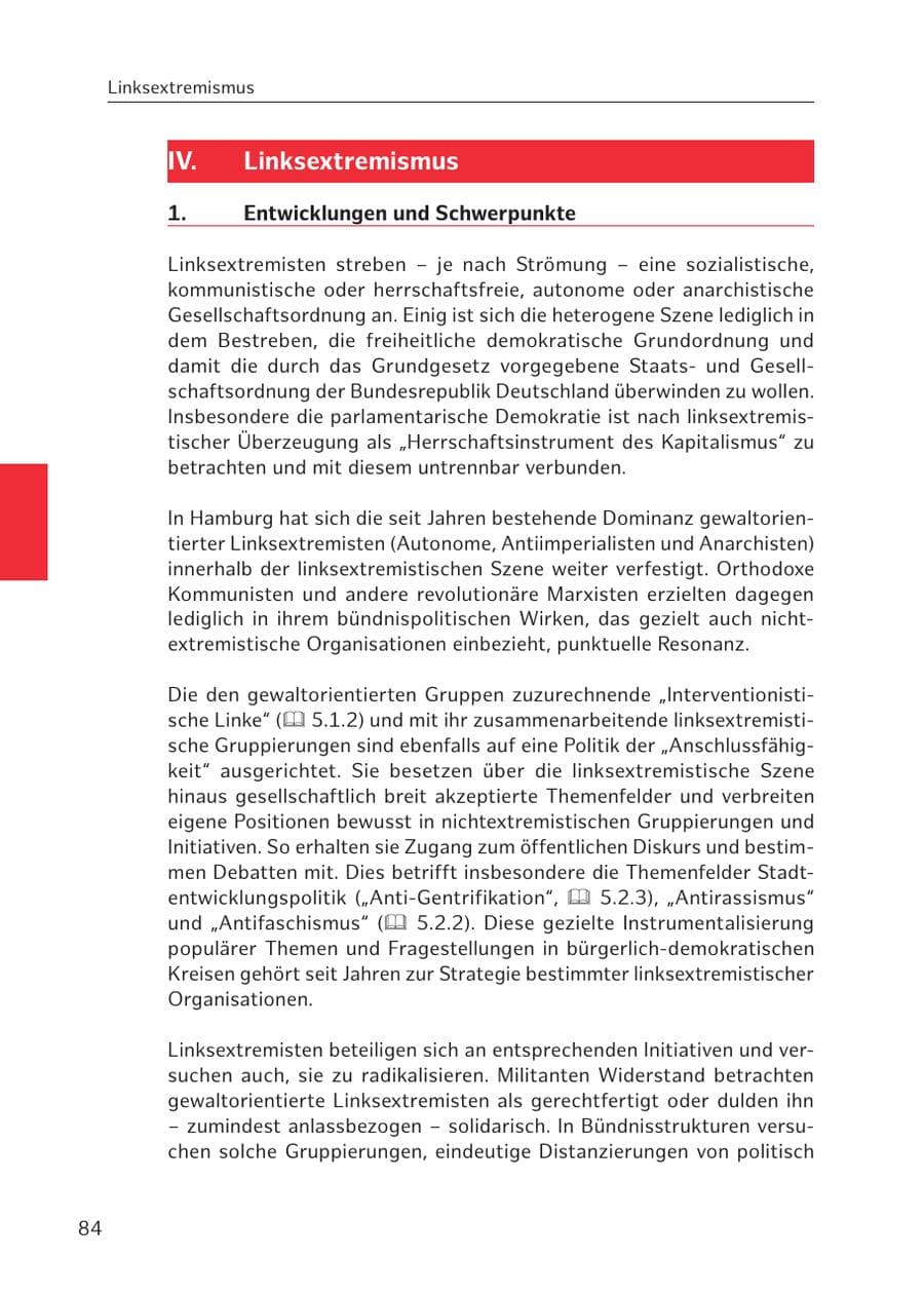 Seite 84 des Verfassungsschutzbericht 2016 Hamburg