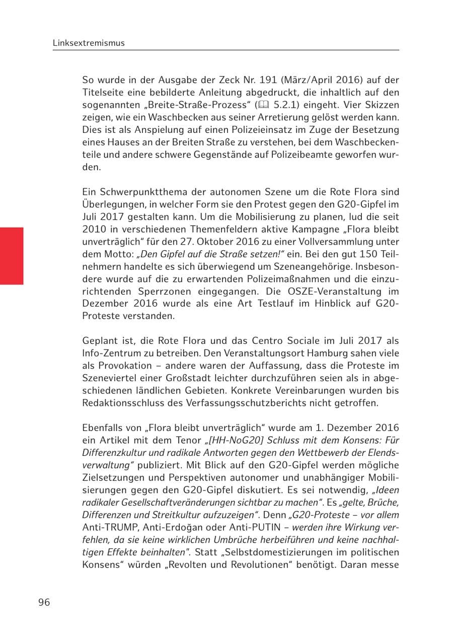 Seite 96 des Verfassungsschutzbericht 2016 Hamburg