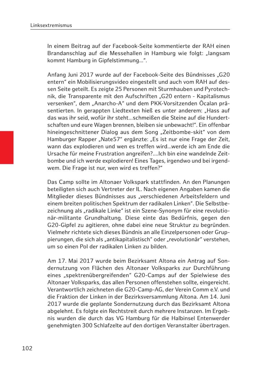 Seite 101 des Verfassungsschutzbericht 2017 Hamburg