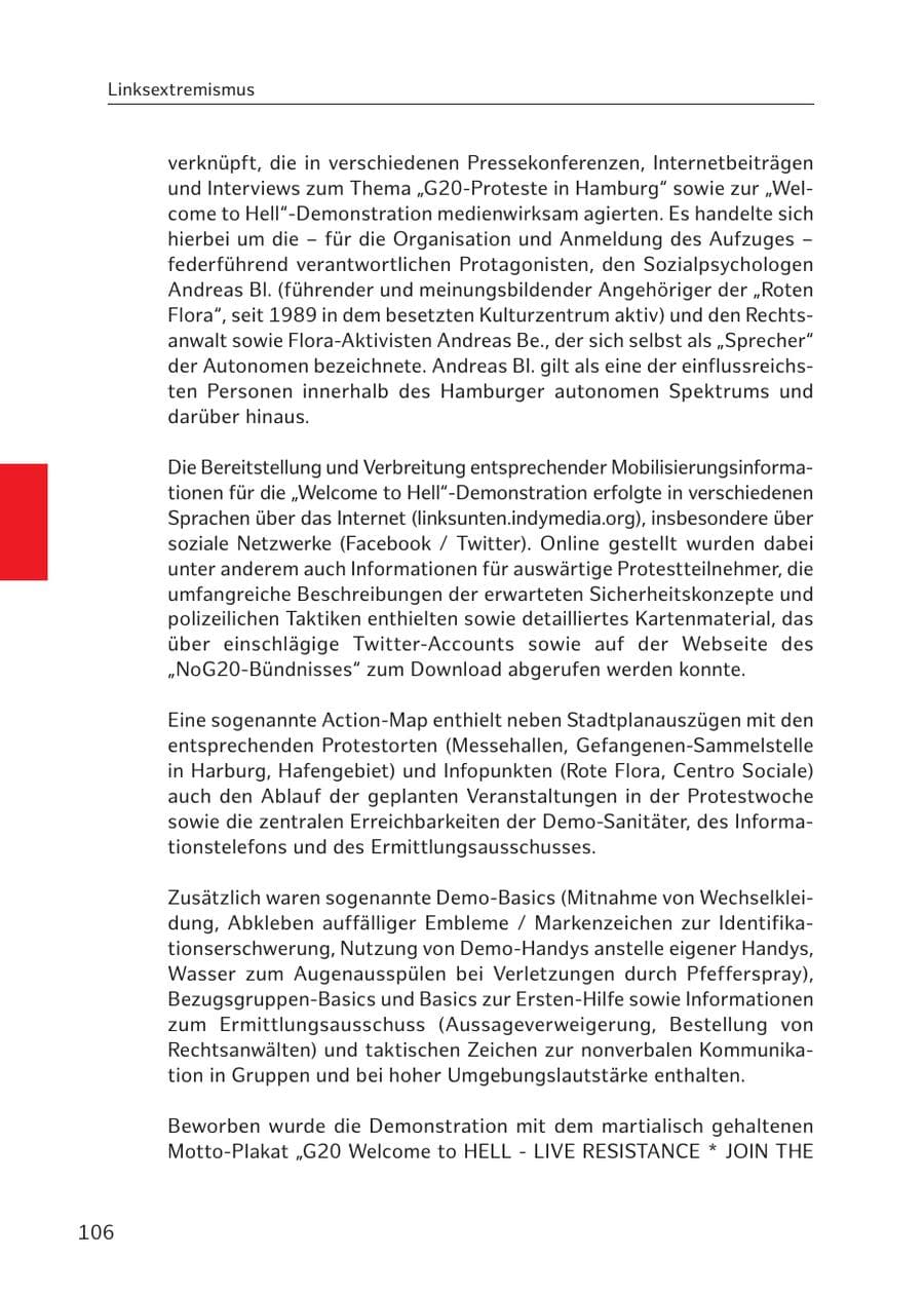 Seite 105 des Verfassungsschutzbericht 2017 Hamburg