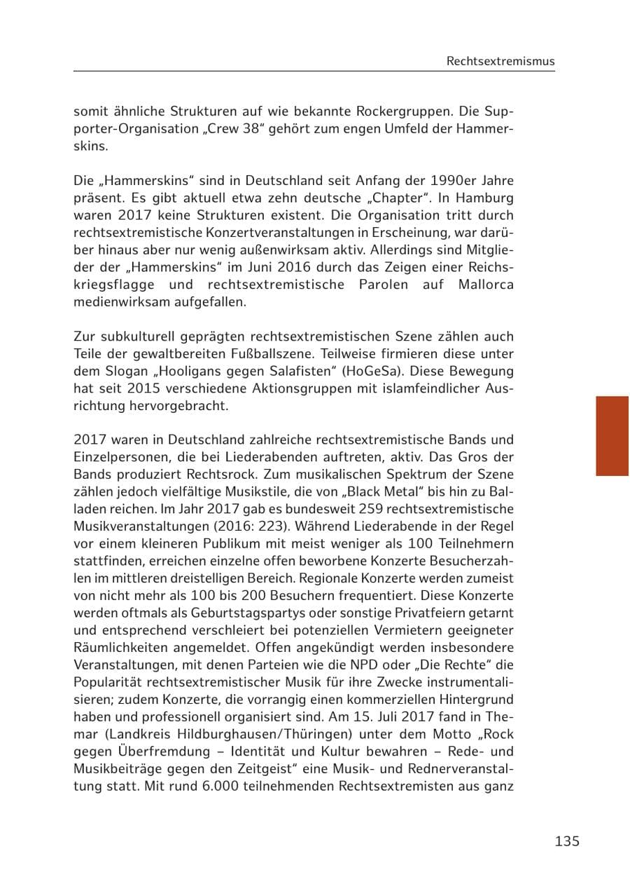 Seite 134 des Verfassungsschutzbericht 2017 Hamburg