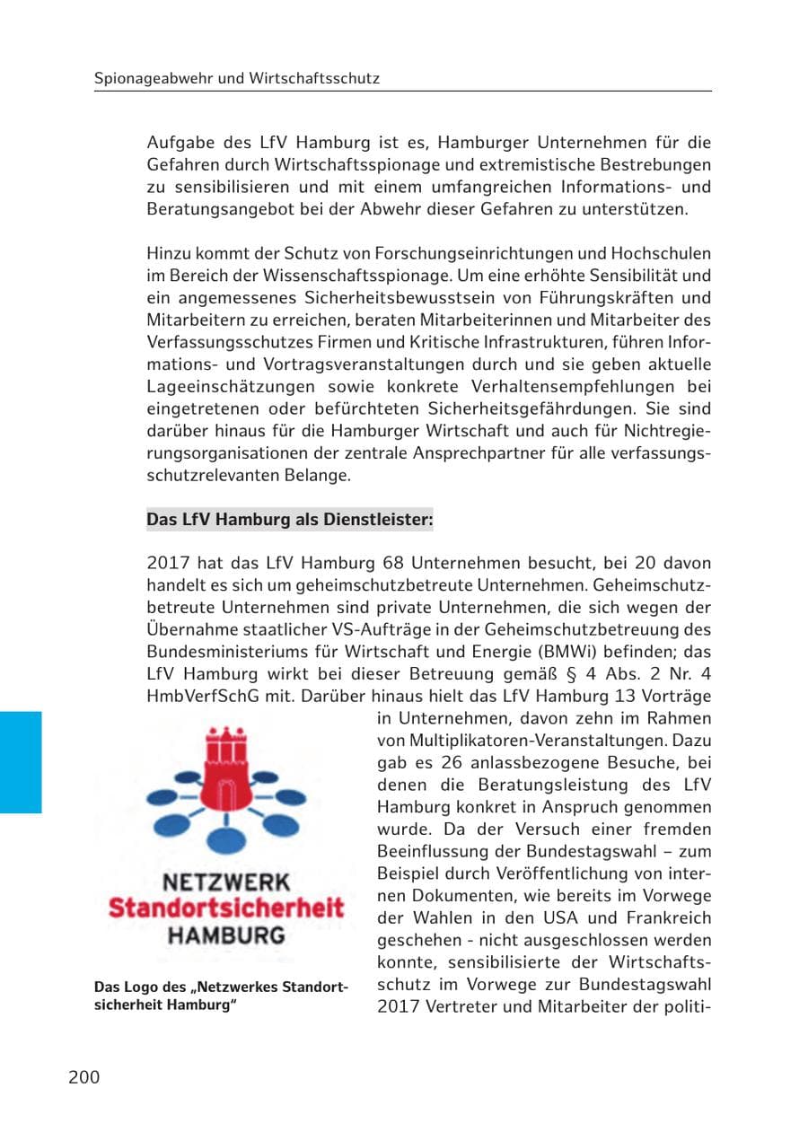 Seite 198 des Verfassungsschutzbericht 2017 Hamburg