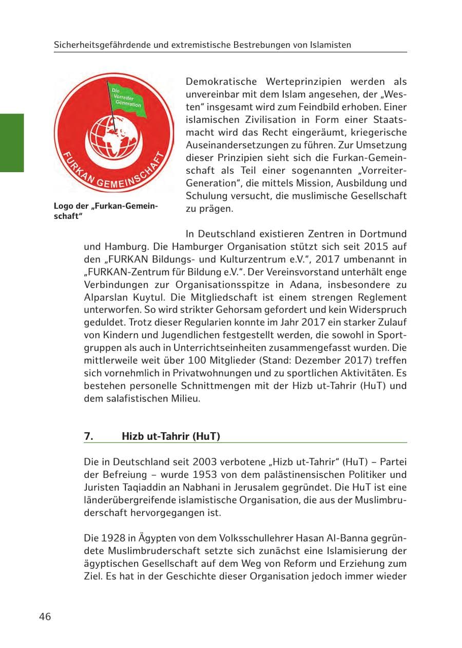 Seite 46 des Verfassungsschutzbericht 2017 Hamburg