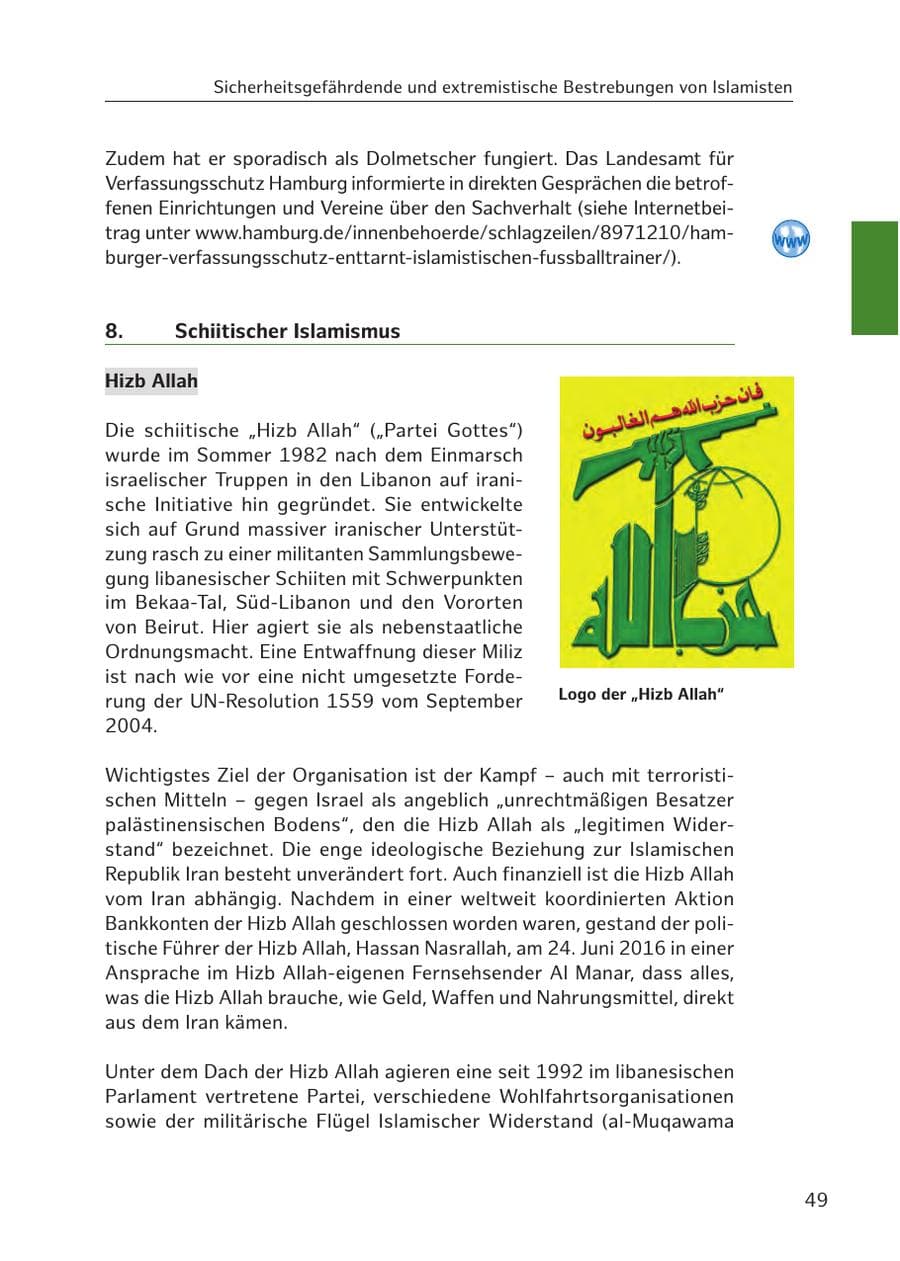 Seite 49 des Verfassungsschutzbericht 2017 Hamburg