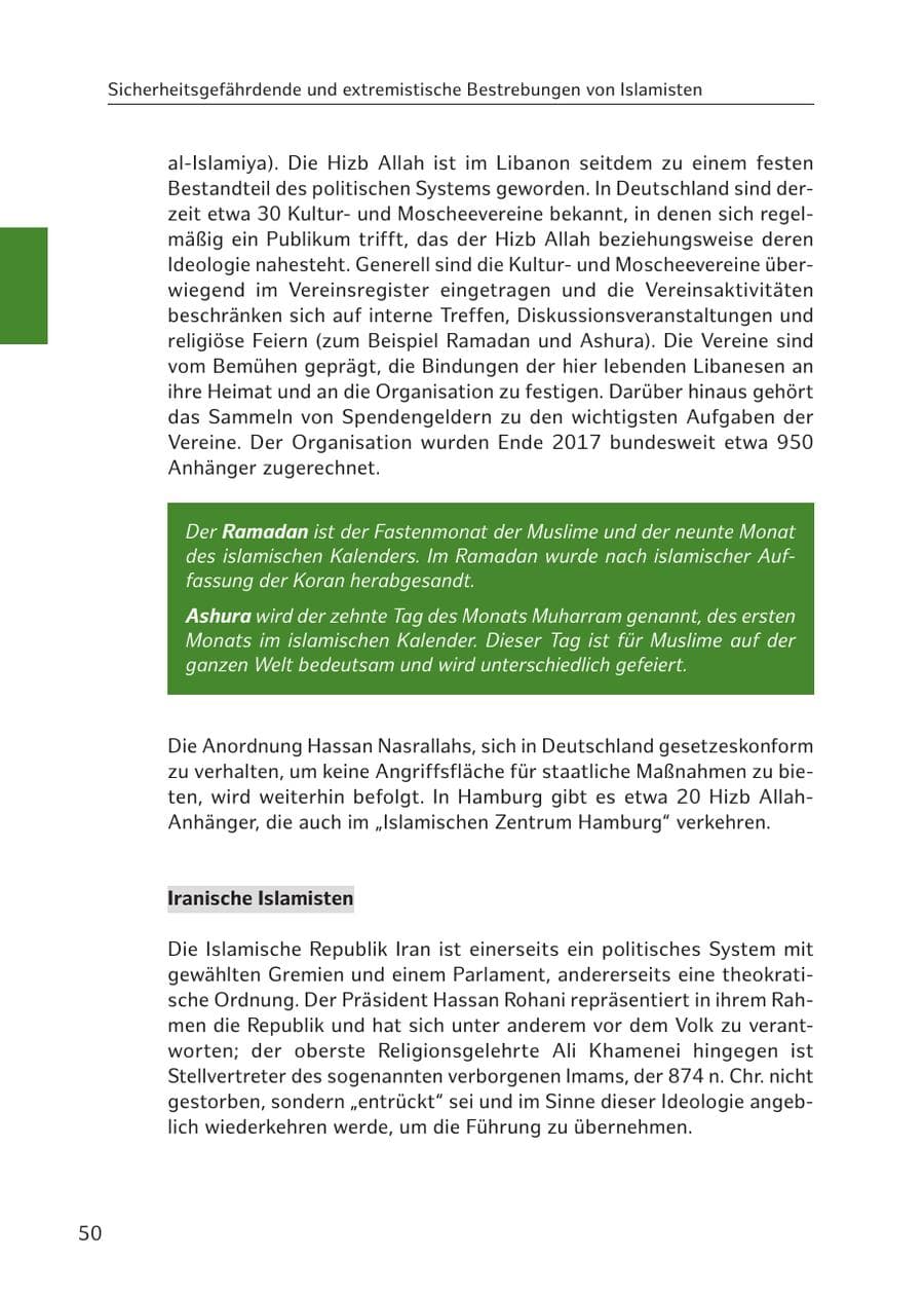 Seite 50 des Verfassungsschutzbericht 2017 Hamburg