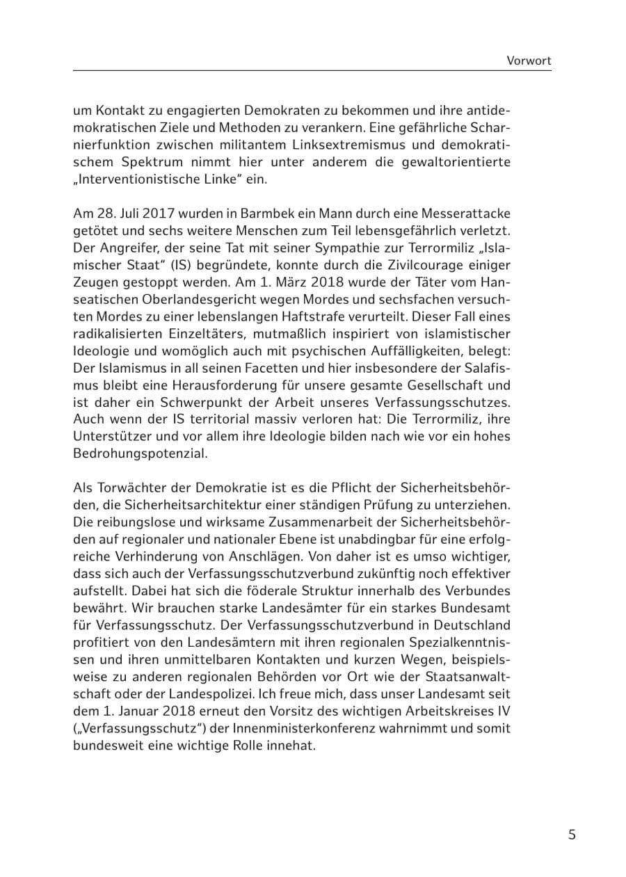 Seite 6 des Verfassungsschutzbericht 2017 Hamburg