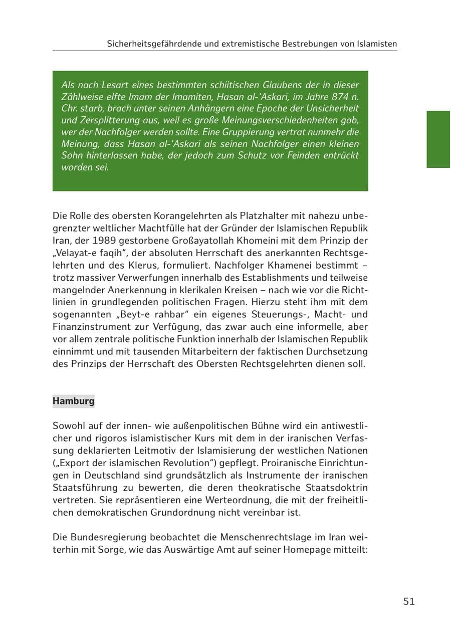 Seite 51 des Verfassungsschutzbericht 2017 Hamburg