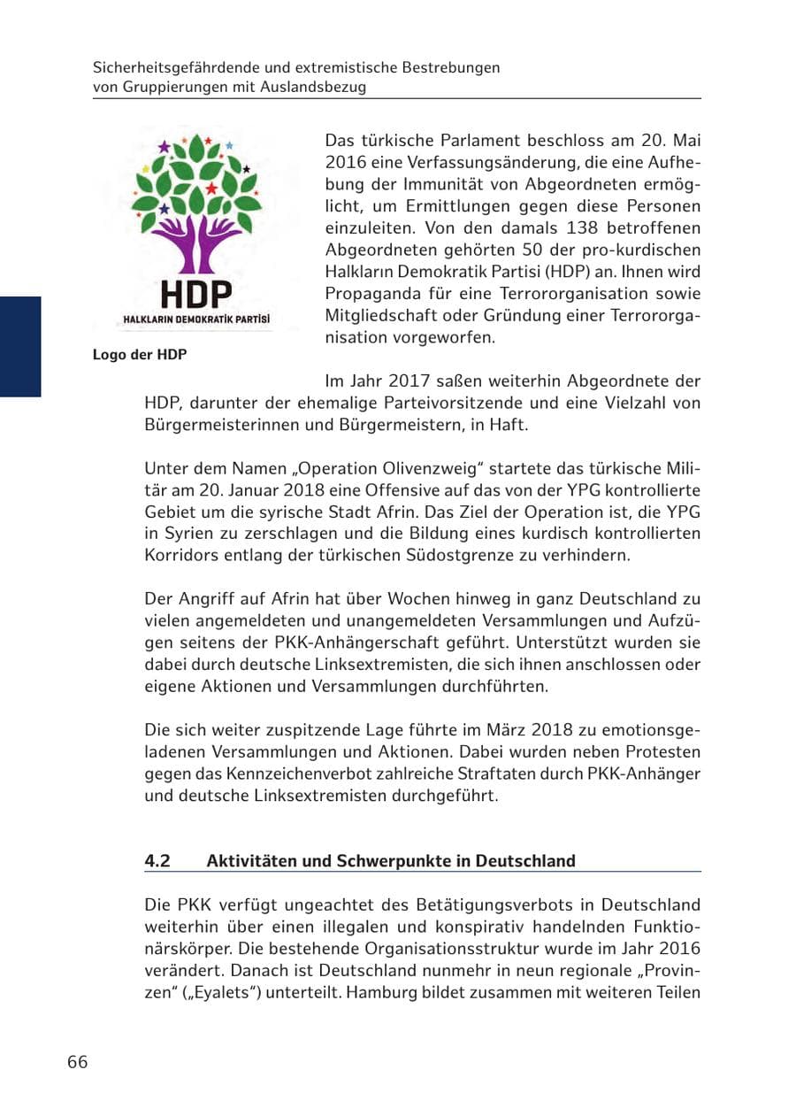 Seite 65 des Verfassungsschutzbericht 2017 Hamburg