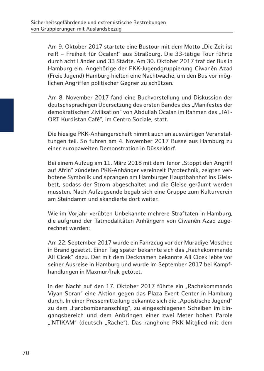 Seite 69 des Verfassungsschutzbericht 2017 Hamburg