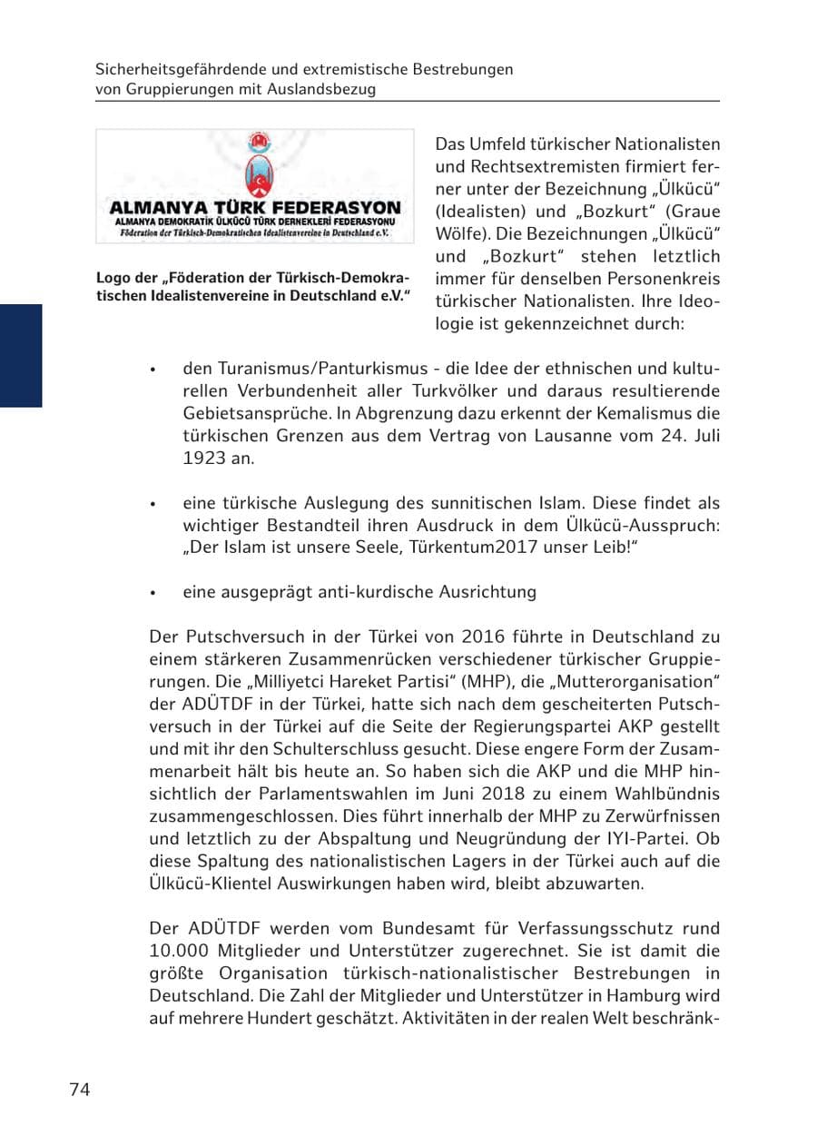 Seite 73 des Verfassungsschutzbericht 2017 Hamburg