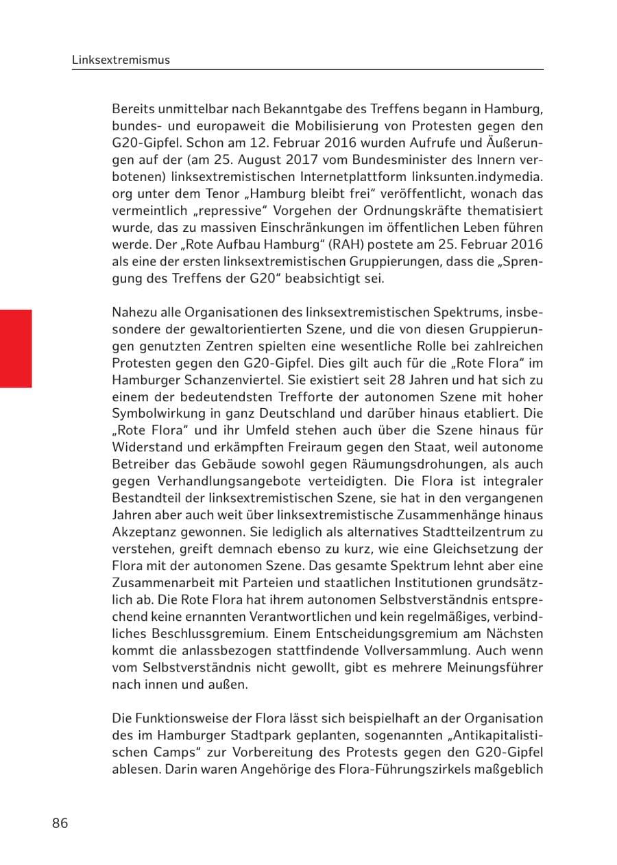 Seite 85 des Verfassungsschutzbericht 2017 Hamburg